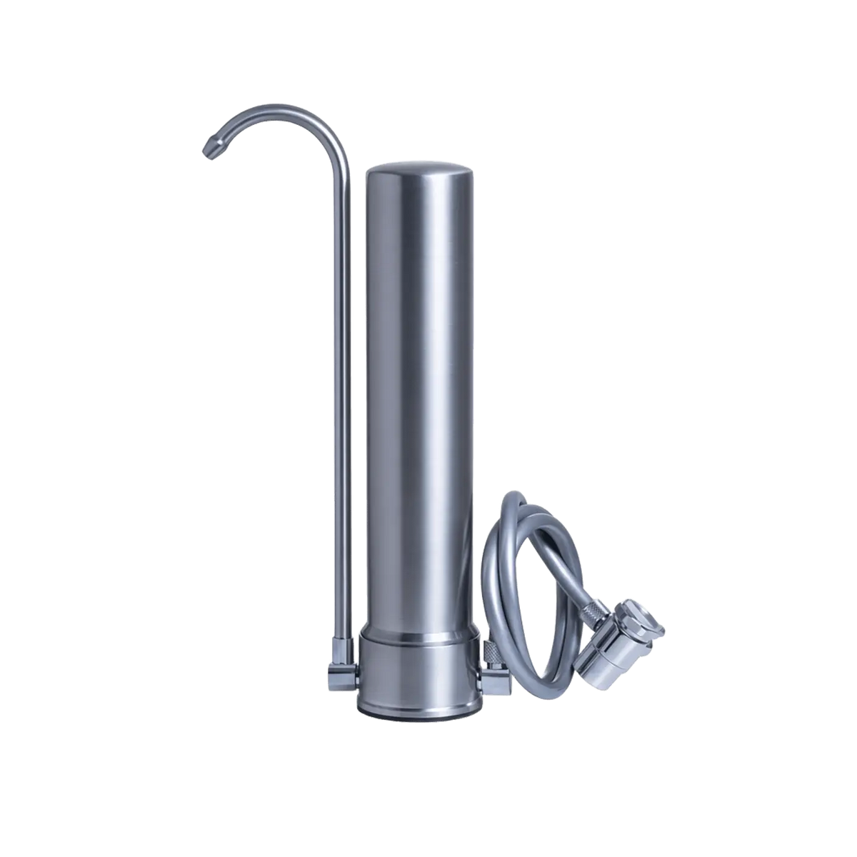 Pure Filters Flow Tap: filtro de água de bancada em aço inoxidável e a sua mangueira